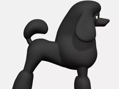 Black poodle dog  Low-poly 3D model