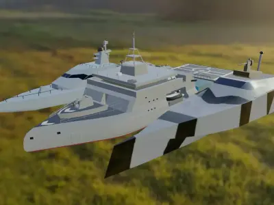 Low poly 3d Model of  vessels pack  Low-poly 3D model
