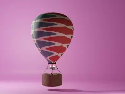 Hot air balloon animated 3D model