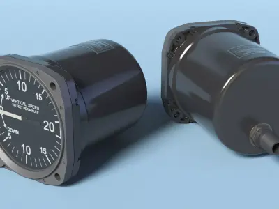Mikrotechna Climb Rate Aircraft Gauge Rigged 3D model