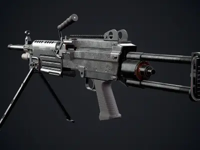 Semi Automatic Rifle FN M249S PARA  Low-poly 3D model
