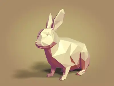 Low Poly Cartoon Rabbit Low-poly 3D model