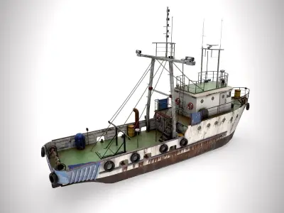 Old Vessel Ship  Low-poly 3D model