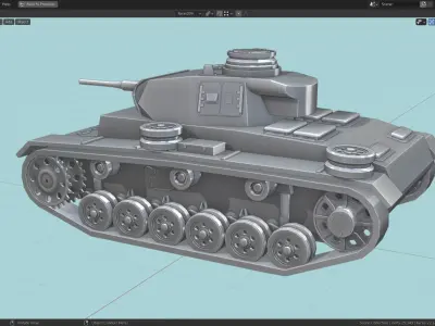 Panzerkampfwagen III Tank Base Mesh  Low-poly 3D model