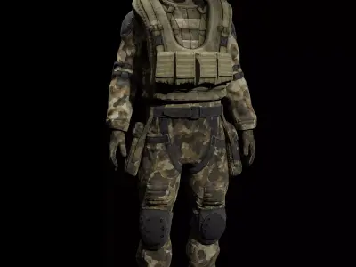 Military postapocalypse suit for Dayz engine Low-poly 3D model