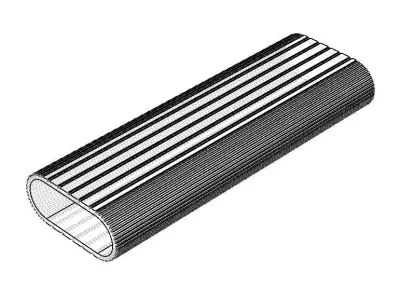 Aluminum Extruded Ribbed Oval Closet Rod MOD AL-06ft Low-poly 3D model