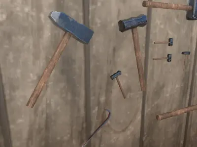 Workbench room with bench Low-poly 3D model