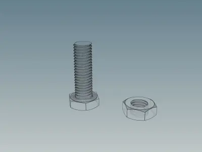 Screw with Nut M8X1-25 Free 3D model