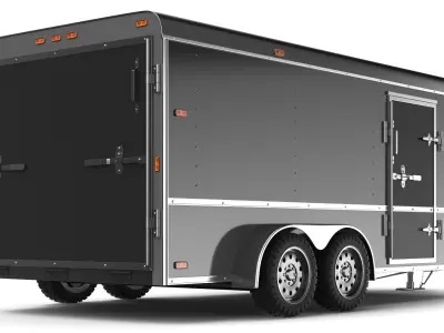 Detailed Cargo Trailer Open And Close 3D model