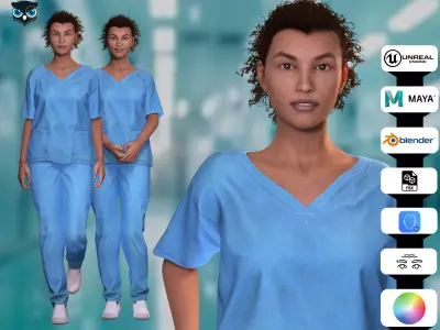 Realistic Healthcare Worker High-Quality 3D Nurse Character Low-poly 3D model