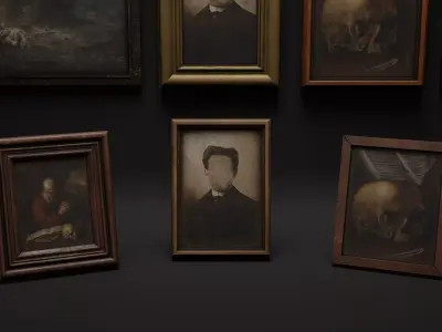 Old 3D Picture Frames Horror Pack  Game Ready Low-poly 3D model