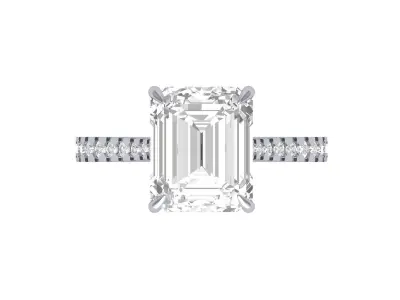 Emerald Solitaire Ring With Hidden Halo Cathedral setting 3D print model