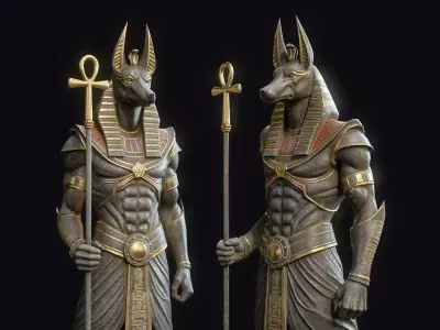 Egyptian Statue Anubis Low-poly 3D model