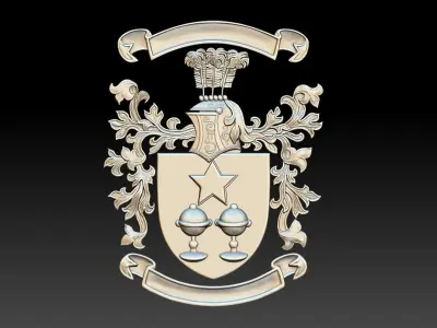 Coat of arms KNIGHT WITH FEATHERS 3D print model