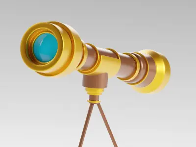 Low-Poly Cartoony Classic Telescope Free 3D model