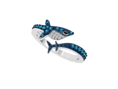 Diamond Accent Shark Ring 3D print model