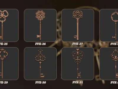 45 Vintage Key 3D Model Vol 2 3D model