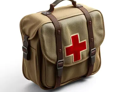 Vintage Military First Aid Kit Low-poly 3D model