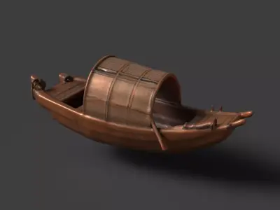 Chinese wooden boat   Low-poly 3D model purchase