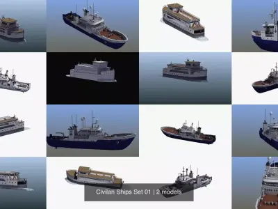 Civilan Ships Set 01 3D Model Pack