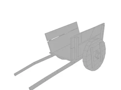 Wagon Wooden Cart Low-poly 3D model