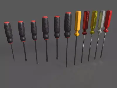 screwdriver set Low-poly 3D model