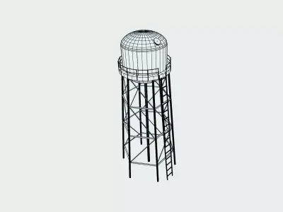 Round Overhead Tank - Cylindrical Low-poly 3D model