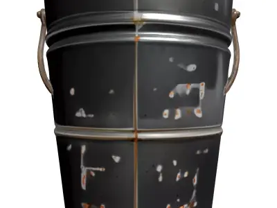 Rustic Galvanized Metal Bucket Low-poly 3D model