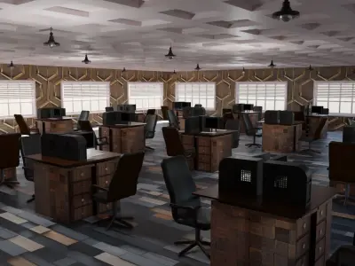 Office Interior Low-poly 3D model