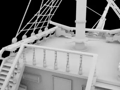 Ship model sailing Low-poly 3D model