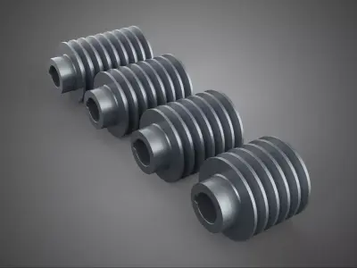 COLLECTION STANDARD PULLEY SHEAVE WHEEL DRIVE MULTI GROOVE TRACK 3D model