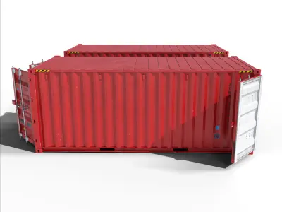 20ft Cargo Container Bright red Low-poly 3D model
