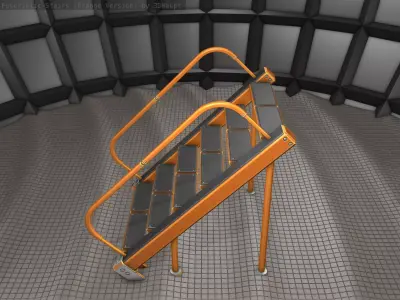 Sci-Fi Stairs - 20- Orange Version  Low-poly 3D model