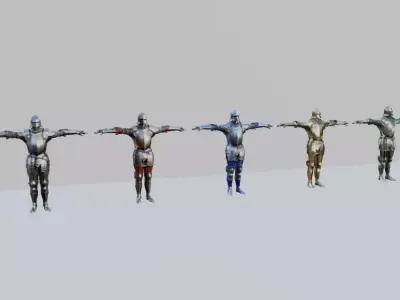 Medieval Knights in Full Armor 3D model