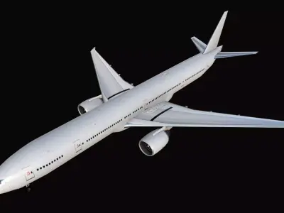 Boeing 777 White Low-poly 3D model