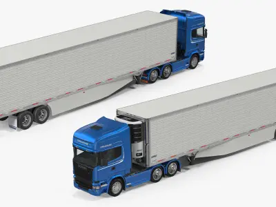 Scania Truck with Liquid Natural Gas Trailer 3D model