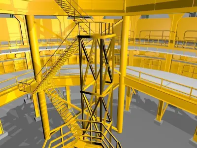 rotary kiln furnace and annular cooler 3D model