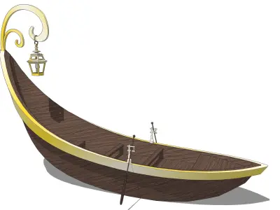 Fantasy lowpoly 3 Boats 3D model