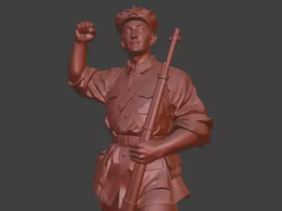 Military sculpture warrior  military battle war hero  soldier 3D print model 22
