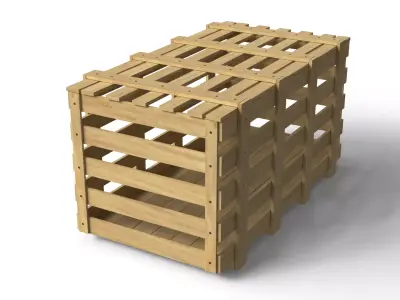 Wooden Frame Crate Low-poly 3D model