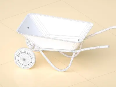 trolley wheelbarrow Low-poly 3D model