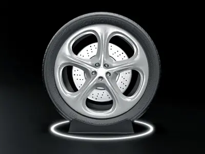 Porsche Carrera 911 game ready tire and rim Free low-poly 3D model