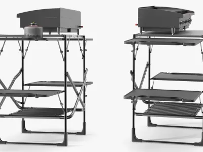  Outdoor Folding BBQ Table with Gas Burner Support 
