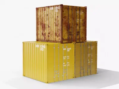 10Ft Cargo Container - Yellow 3D Model Pack