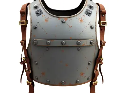 Weathered Medieval Plate Armor Chest Low-poly 3D model