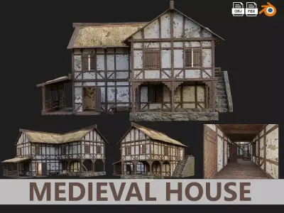 Medieval House 06 PBR 4K GameReady Low-poly 3D model
