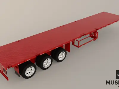 Trailer flatbed container  Low-poly 3D model