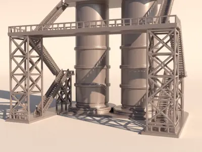 Oil plant facilities 3D print model