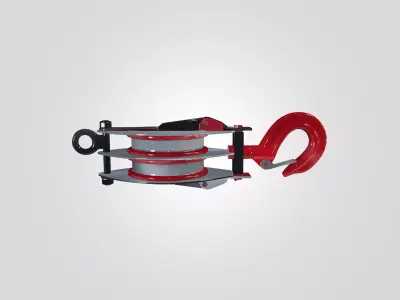 Industrial Pulley Block with Safety Hook V2 - Low Poly 3D Model Low-poly 3D model