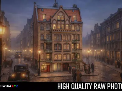 19th-century tenement house with outbuildings 3D model